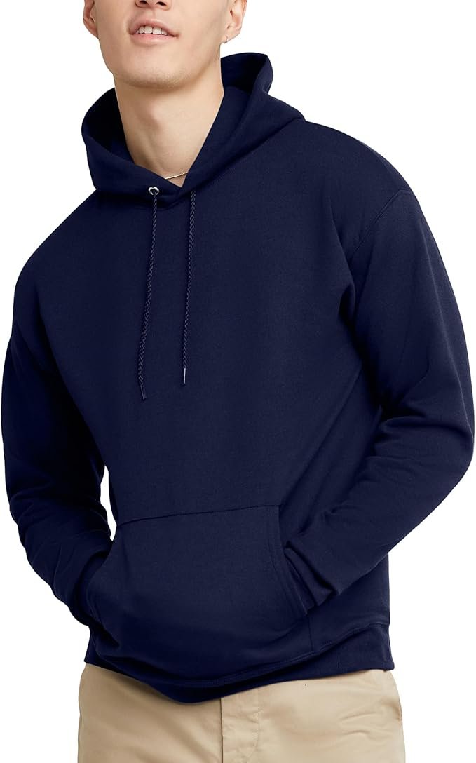 Men's Sweatshirt Cotton Blend Hoodie-Navy - Image 2