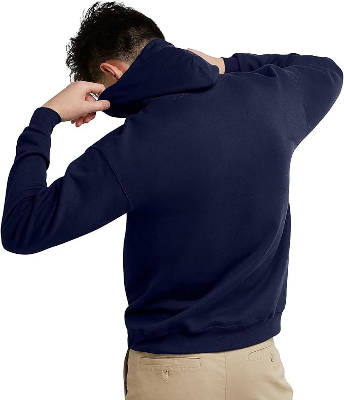 Men's Sweatshirt Cotton Blend Hoodie-Navy - Image 3