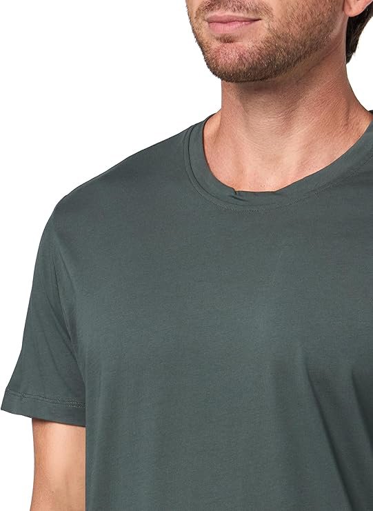 Men's Mix&Match Crewneck Cotton Lounge T-Shirt-Dark Olive - Image 2